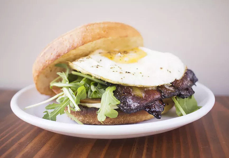 The "BELT" breakfast sandwich comes complete with an ingenious bacon lattice. - MABEL SUEN