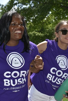 Cori Bush and Alexandria Ocasio-Cortez going door-to-door.