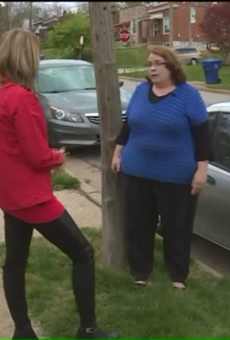 Marianne Power (right) tells Fox 2 reporter Erika Tallan about her run in with a dent repair con man.