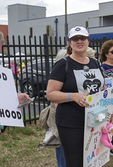 Anti-abortion protesters outside the state's sole abortion clinic in St. Louis.