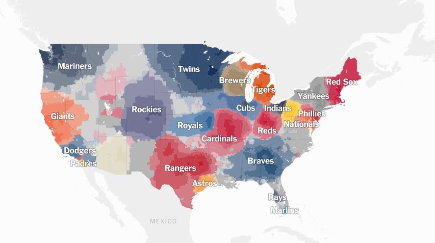 Cardinals Cartography: New York Times Maps Baseball Fandom&#39;s Borders | News Blog