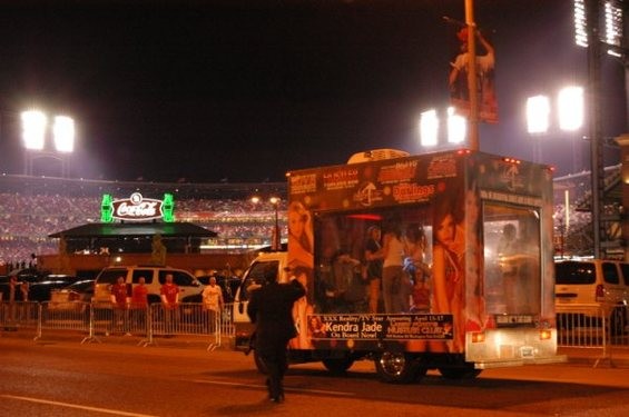 Larry Flynt's "Stripper Mobile" causes a stir outside Busch Stadium in April 2010. - RFT PHOTO