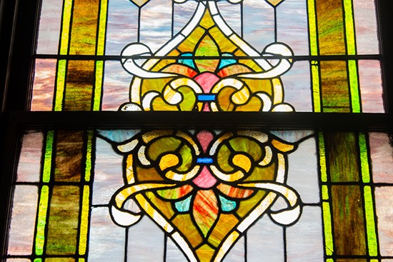 Detail of the stained glass in the dining room.
