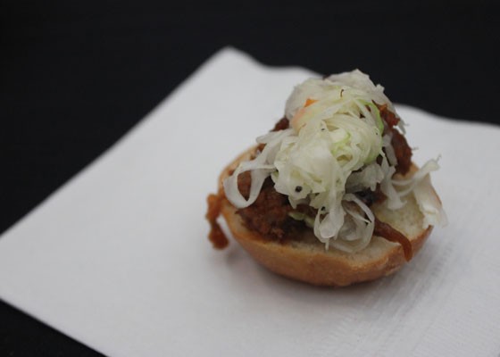 Mini pulled pork sliders with cole slaw were served before the museum tour. | Nancy Stiles