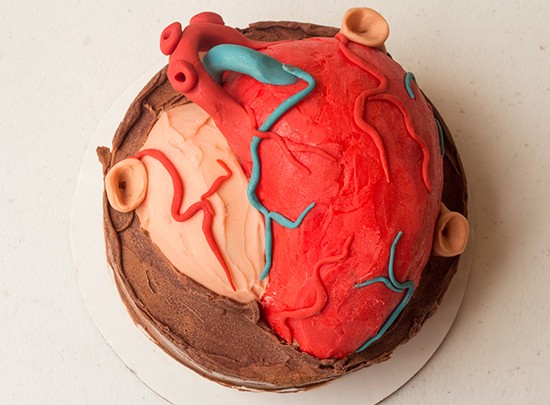 Heart-shaped ice-cream cake.