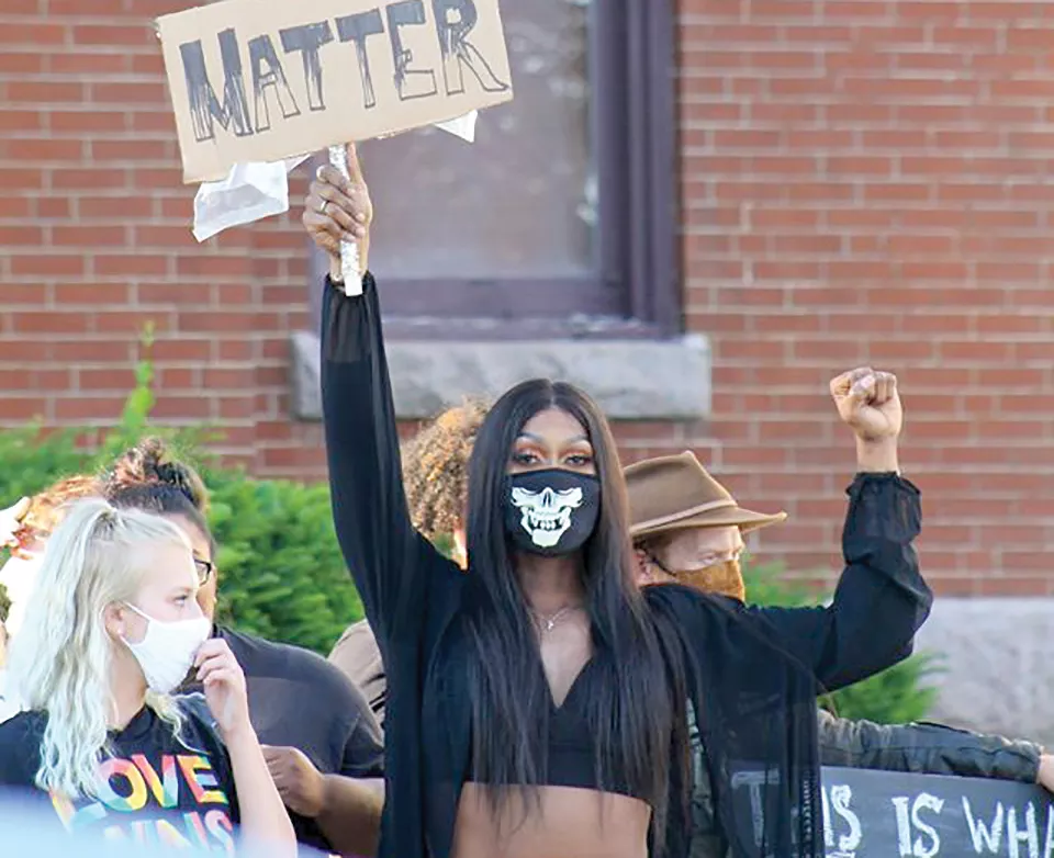 Drag queen Cheyenne Devereaux is one of a few St. Louisans that have joined the rural Missouri protests. - ADAM HAMLIN