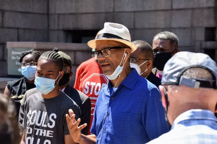 Gray, pictured with Rep. Rasheen Aldridge, has continued to speak out. - DOYLE MURPHY