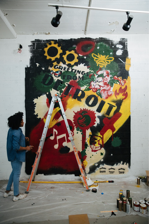 Detroit Muralist Desiree Kelly @desireekellyart / PHOTO CREDIT: Tristan Oliver @topshottah