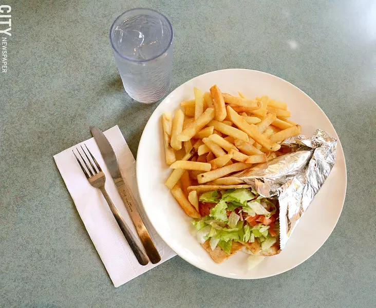A chicken gyro pita at Mark's Texas Hots. - PHOTO BY LARISSA COE