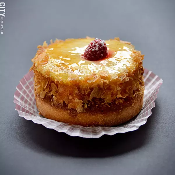 A raspberry Chiboust from Pittsford Farms Dairy & Bakery - PHOTO BY MATT DETURCK
