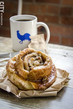 A sticky bun from the Village Bakery and Cafe. - PHOTO BY MARK CHAMBERLIN