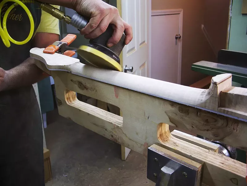 Ben Bruton shaping guitar neck profile - PROVIDED PHOTO