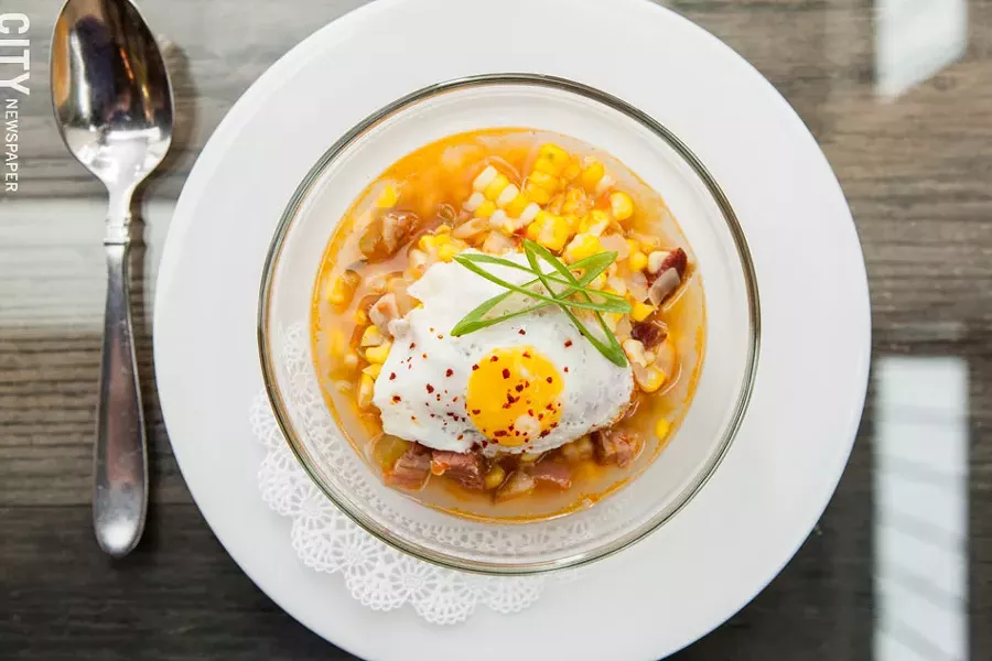 Buche de Perico “Perrot's Crop,” a Dominican corn stew. - PHOTO BY JOHN SCHLIA