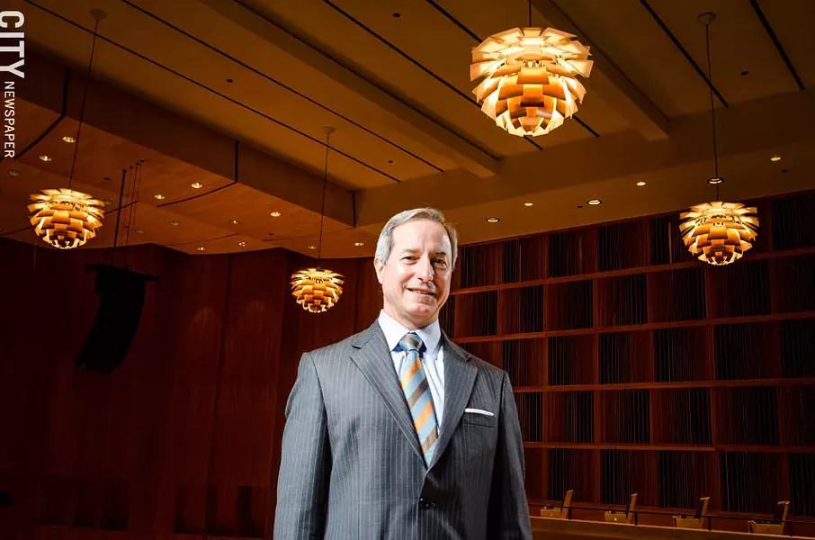 Eastman School of Music Dean Jamal Rossi in the Hatch Recital Hall. - PHOTO BY MARK CHAMBERLIN
