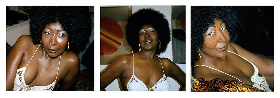 Mickalene Thomas (American, b. 1971). Lounging, Standing, Looking, 2012. Three chromogenic development prints. Courtesy of the artist, Lehmann Maupin, New York & Hong Kong, and Artists Rights Society (ARS), New York. © Mickalene Thomas - PHOTO PROVIDED