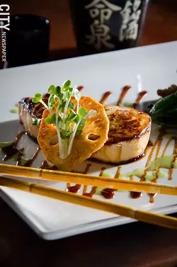 Miso-marinated butterfish with sweet soy and wasabi drizzles from Papaya. - PHOTO BY MARK CHAMBERLIN