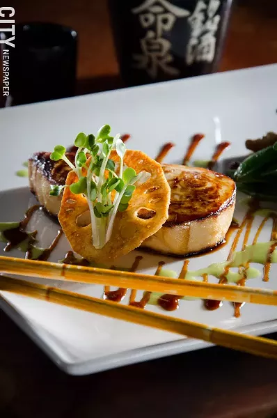 Miso-marinated butterfish with sweet soy and wasabi drizzles from Papaya. - PHOTO BY MARK CHAMBERLIN