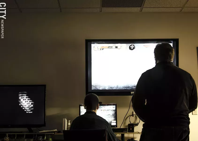 Testing inside Darkwind Studios. - PHOTO BY MARK CHAMBERLIN