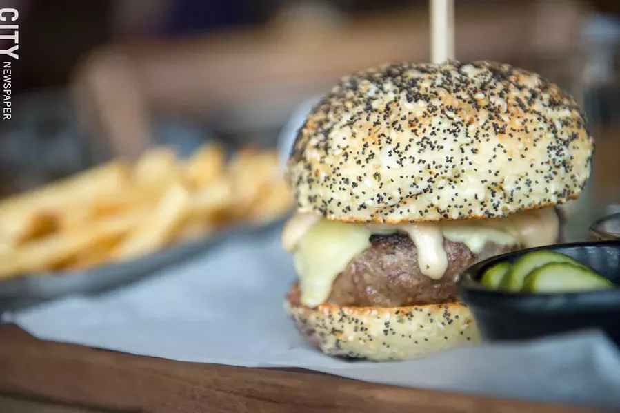 The mushroom burger at TRATA. - PHOTO BY THOMAS J. DOOLEY