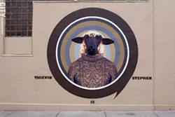 Thievin' Stephen's 2013 entry into the Wall/Therapy mural project can be found on the side of the Tap & Mallet on Gregory Street. - FILE PHOTO
