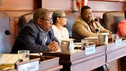 City Council members (from left) Mike Patterson, Jackie Ortiz, and Willie Lightfoot during the June vote authorizing a referendum on the RCSD. Court rulings blocked the referendum. - FILE PHOTO