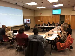 The Rochester School Board Finance Committee on Tuesday night. - PHOTO BY RANDY GORBMAN, WXXI NEWS