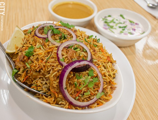 Hyderabad offers biryani in several varieties, including the vegetable (pictured). - PHOTO BY JACOB WALSH