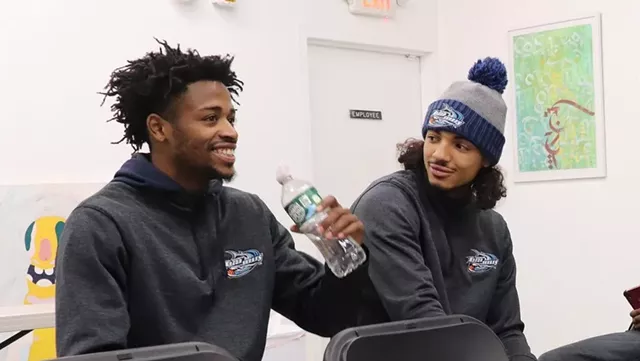 Rochester RazorSharks Hasiin "Peach" Dixon , left, and George Graham at the January meeting of the Rochester chapter of the National Organization for the Reform of Marijuana Laws (NORML). - PHOTO PROVIDED