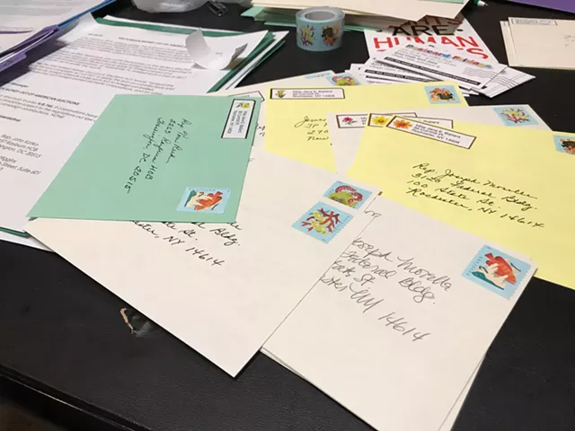 A sampling of postcards from Postcard Fridays ready for mailing on Friday, January 24, 2020. - PHOTO BY DAVID ANDREATTA