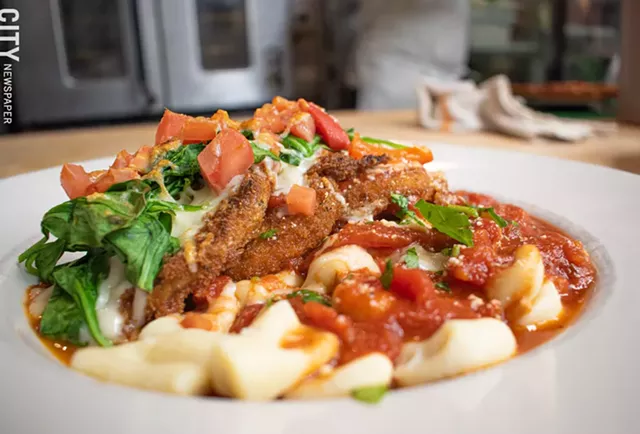 Eggplant primavera over gnocchi. - PHOTO BY JACOB WALSH