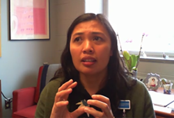 Dr. Maryrose Laguio-Vila, chief of the infectious diseases division at Rochester General Hospital, says in a virtual news conference that the efficacy of hydroxychloroquine for treating COVID-19 is "clear as mud." - PHOTO BY BRETT DAHLBERG