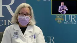 Dr. Ann Falsey, of the University of Rochester Medical Center's Vaccine and Treatment Evaluation Unit, speaks to reporters in a virtual news conference on Thursday. - PHOTO BY MAX SCHULTE