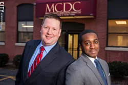 Simeon Banister (right) and Mike Kennerknecht (left) have led efforts to resurrect the Henrietta Democratic Committee. - PHOTO BY JOHN SCHLIA