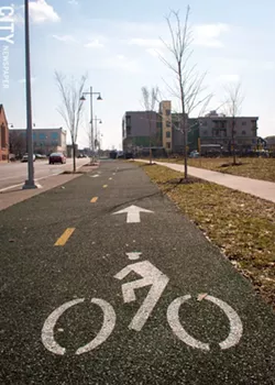 A two-way cycle track along Union Street in Rochester. - FILE PHOTO