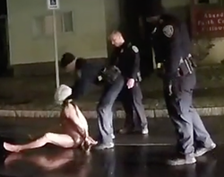 A screenshot of police body camera footage of the arrest of Daniel Prude. Prude had been released from Strong Memorial Hospital only hours early after a mental health evaluation.