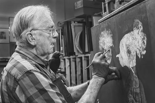 Robert Ernst Marx, in his studio, 2015. - PHOTO BY JOHN SOLBERG, CITY NEWSPAPER