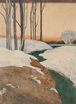 A winter landscape watercolor by Rochester artist M. Louise Stowell, who lived in Corn Hill in the early 20th century. - PHOTO COURTESY THE MEMORIAL ART GALLERY