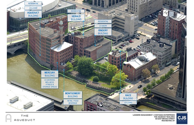 The site of a planned remote work hub development along the Genesee River in downtown Rochester is scheduled to be completed in 2022. - PHOTO PROVIDED