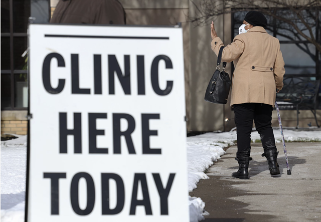 Betty Wyatt at the pop-up COVID-19 vaccine site at Mt. Olivet Baptist Church in Rochester. Wyatt, who has asthma, has been a member of the church since 1941. - PHOTO BY MAX SCHULTE / WXXI NEWS
