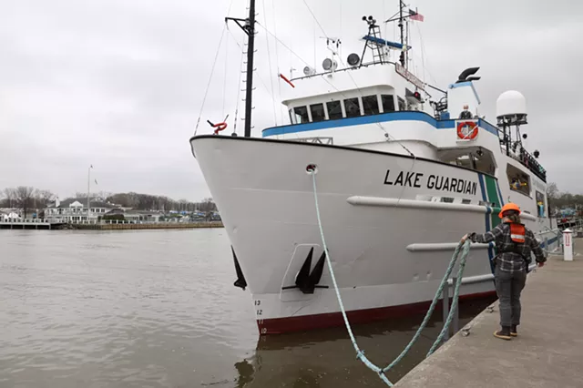 At 180 feet long, the Lake Guardian is the U.S. Environmental Protection Agency's largest research vessel on the Great Lakes. - PHOTO BY MAX SCHULTE
