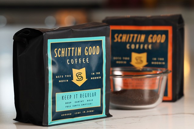 Schittin Good Coffee is a private coffee label launched by Kate and Kyle Korman, of Victor. The name plays on the natural laxative effect that coffee has on some people. - PHOTO BY MAX SCHULTE