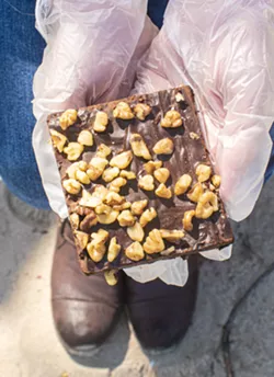 Walnut Debbie brownies (pictured) and Rice Krispies treats are just some of the subscription-based treats offered by Burwell Kitchen. - PHOTO BY JACOB WALSH