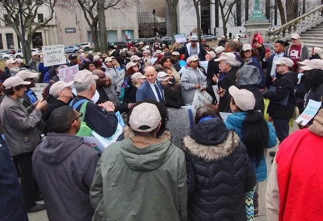 Demonstrators with NYAPRS gather in Albany for a Legislation Day rally. - PHOTO BY NOELLE E. C. EVANS