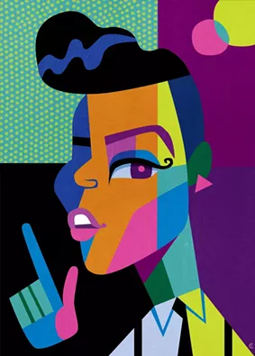 DAvid Cowles's portrait of Janelle Monáe. - ARTWORK BY DAVID COWLES