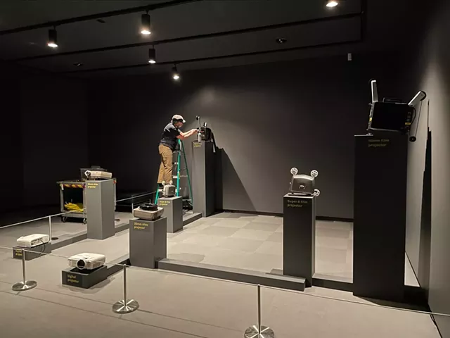 Tara Merenda Nelson's exhibition at the MAG, called "Fourmats," uses a combination of 16mm, Super 8, slide film, and digital projectors. - PHOTO BY REBECCA RAFFERTY