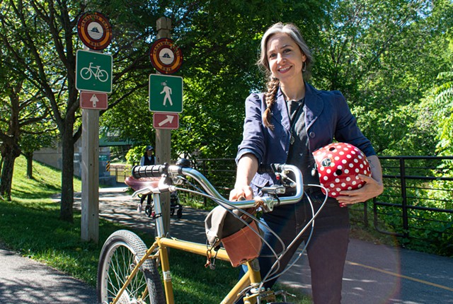 Brooke Fossey of Pittsford said cycling gives her a sense of freedom, and she hopes that when people see Reconnect Rochester's 20 Minutes by Bike maps they are moved to try riding their bikes for short trips. - PHOTO BY JACOB WALSH
