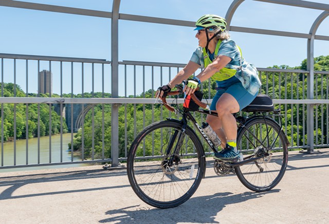 Pam Rogers of Irondequoit stresses that cycling is "not just for men in Lycra." - PHOTO BY JACOB WALSH
