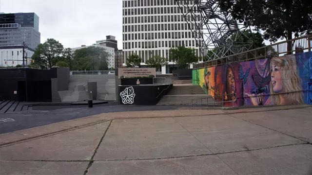 "The Empire Strikes Black," featuring hundreds of chalked messages from the community, was painted over last week. - PHOTO BY GINO FANELLI