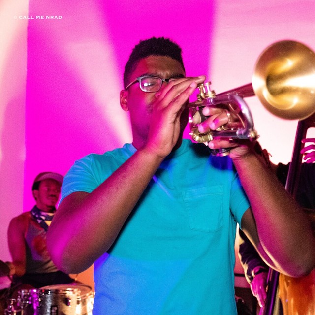 Trumpeter Oliver Haynes performing during a recent Monday jazz session at UUU Art Collective. - PHOTO BY NARADA J. RILEY