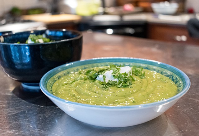 This avocado and sour cream chilled soup is perfect for hot days when you don't want to cook. - PHOTO BY JACOB WALSH